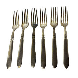 Antique Holmes & Edwards Forks Lot of 6 Silverplate Warranted 12